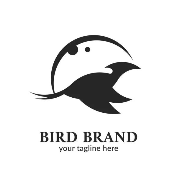 Night Moon Bird siluet logo simgesi çizimi — Stok Vektör