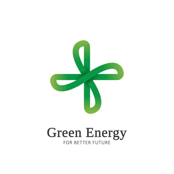 Green energy turbine logo icon overlapping woven gradient style — ストックベクタ