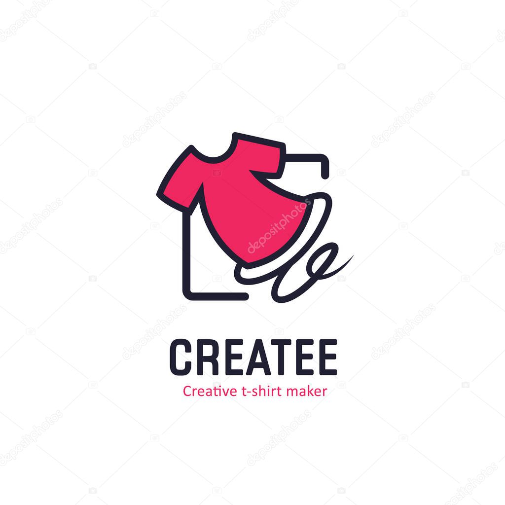 Creative tshirt tee maker printing industry studio logo with tshirt icon symbol