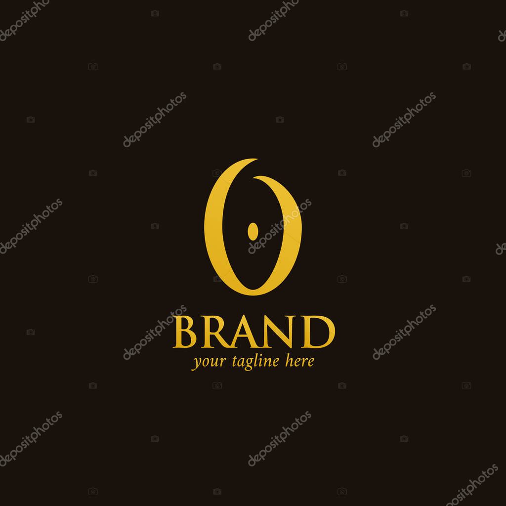 Letter O logo, abstract premium elegant classic O alphabet logo in gold color