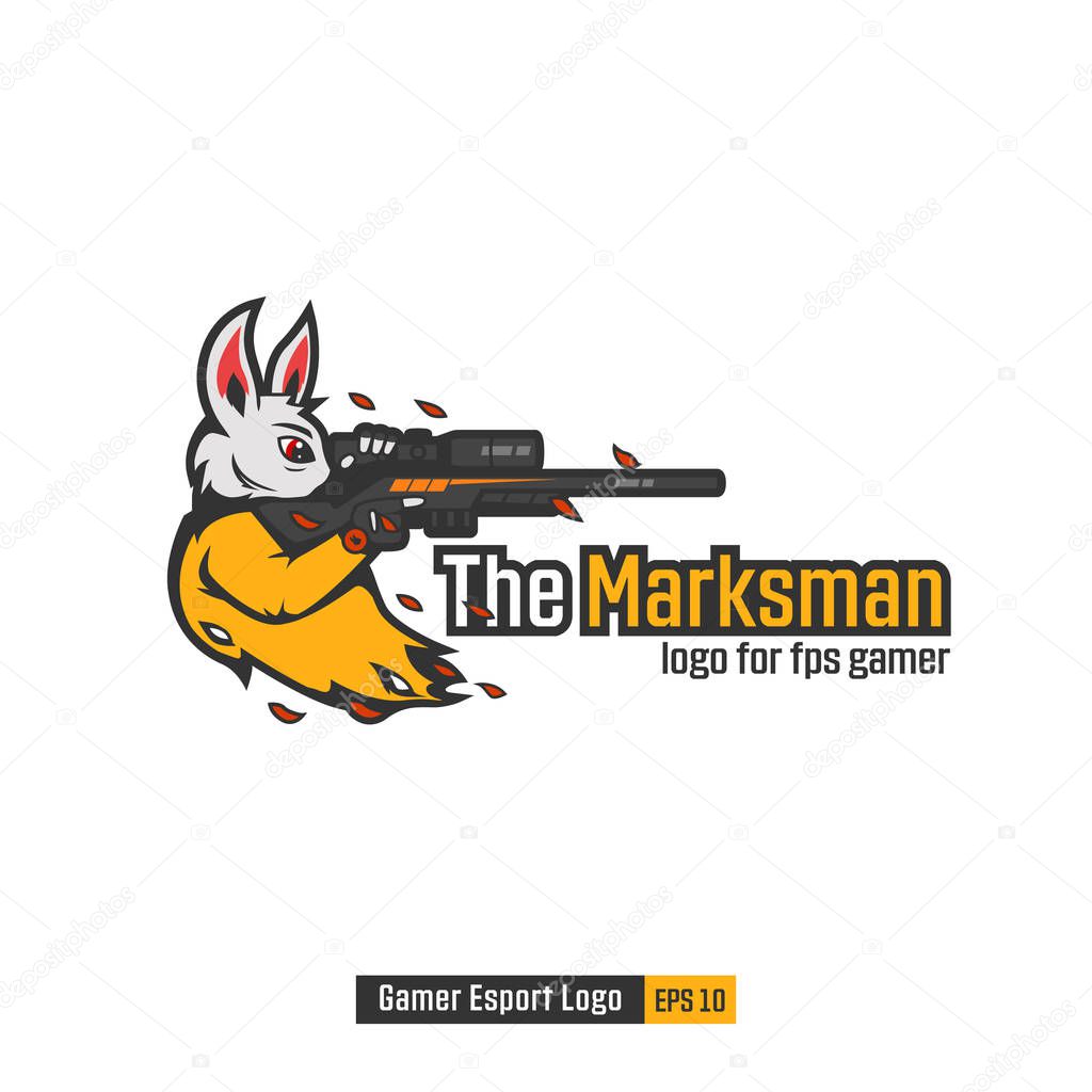White Rabbit assasins special agent the marksman sniper logo mascot for gaming gamer esport team illustration