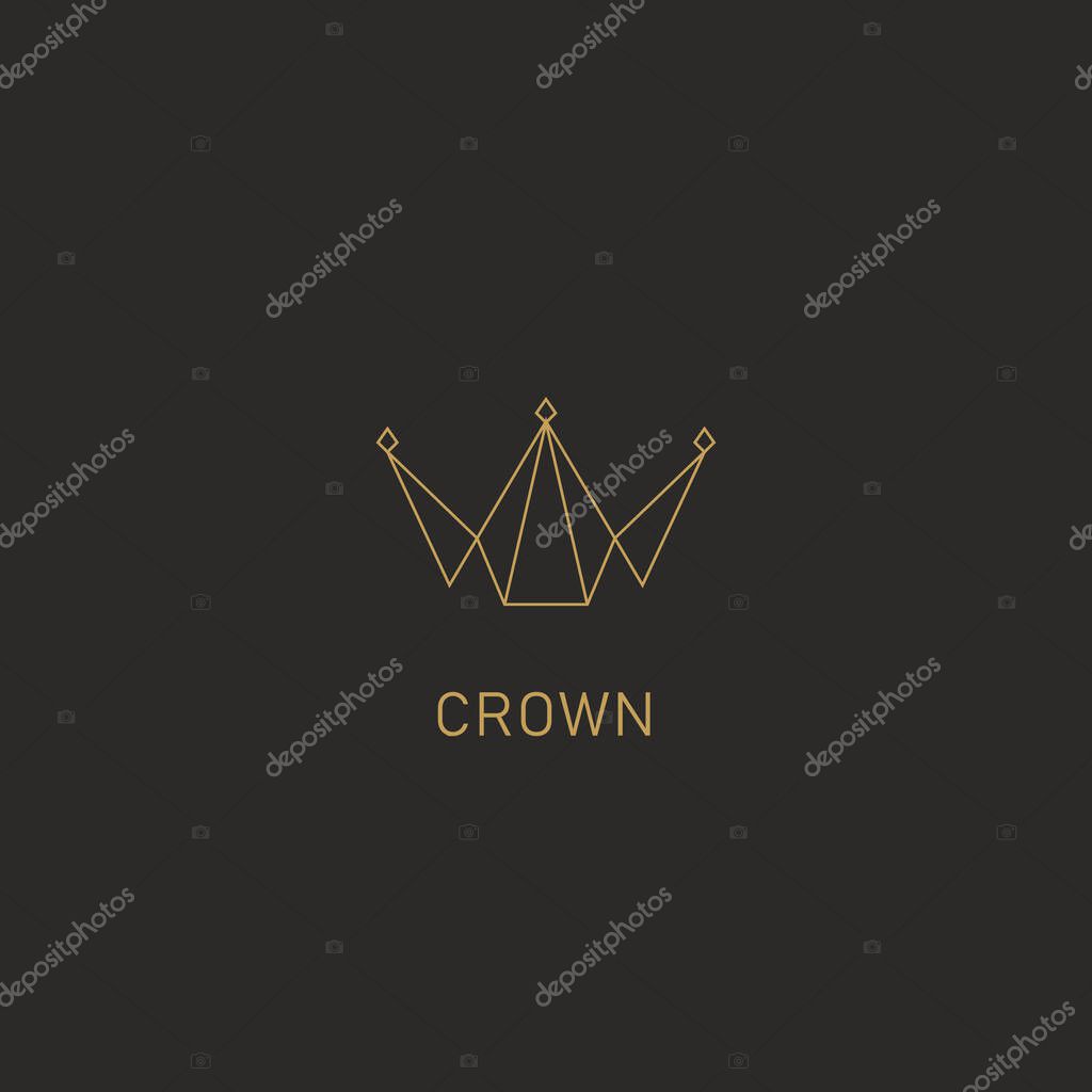 Geometric crown logo symbol in monoline simple abstract premium modern style