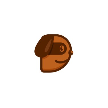 D harfi kahverengi köpek logosu sembolü şirin illüstrasyon biçimi