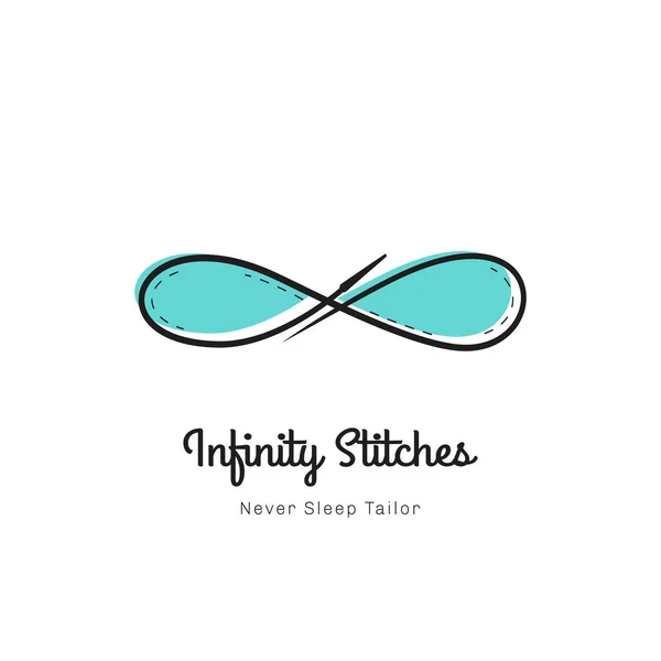 Infinity Stitches símbolo de ícone de logotipo de costura ilimitada — Vetor de Stock