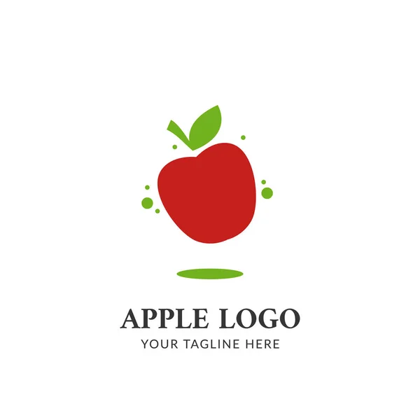 Logo de manzana roja flotante estilo plano simple — Archivo Imágenes Vectoriales