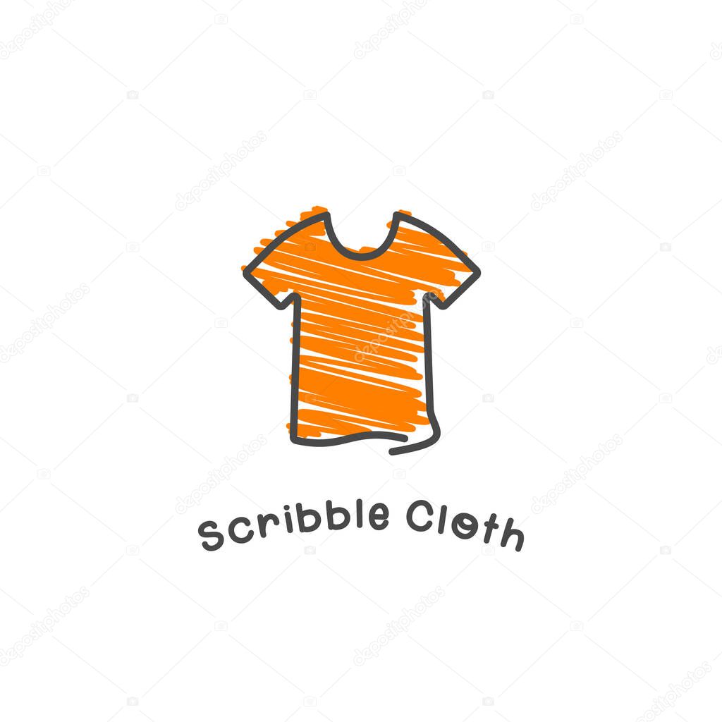 Kid fashion clothing logo symbol scribble hand drawing style illustration