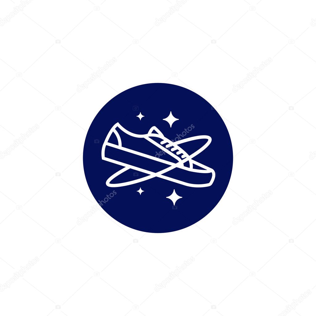 Galaxy planet shoe logo icon line monoline symbol illustration