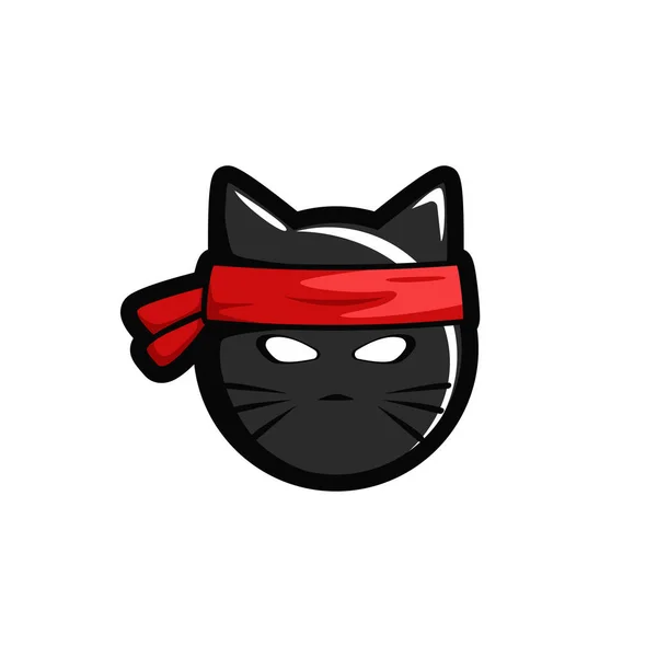 Ninja kedi başı logo simgesi esport illüstrasyon çıkartma maskesi — Stok Vektör