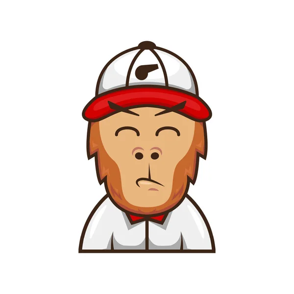 Happy monkey aap trainer coach logo mascotte avatar illustratie — Stockvector