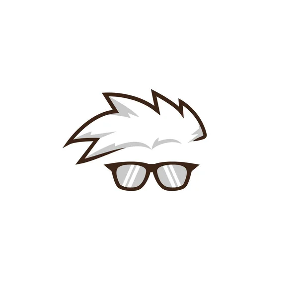 Mohawk geek nerd glasses face logo icon illustration — Stock Vector