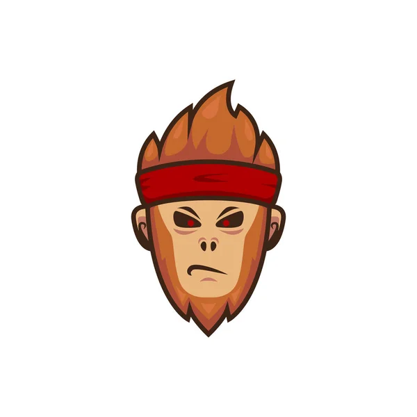 Monkey Ape Gamer esport logo mascotte. Apenaap hoofd met hoofdband illustratie — Stockvector