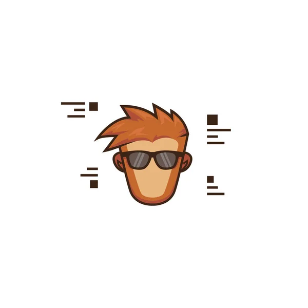 Nerd geek πρόσωπο πίθηκος μαϊμού λογότυπο μασκότ εικόνα χαρακτήρα — Διανυσματικό Αρχείο