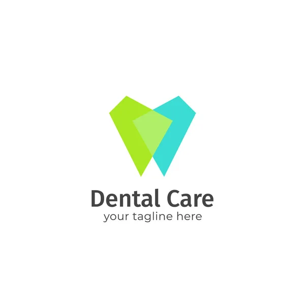 Odontologia dentes logotipo azul e verde cor sobreposição moderno estilo minimalista simples —  Vetores de Stock