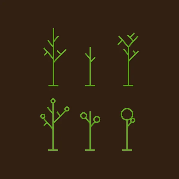 Ícone da árvore da morte definido no esboço arte estilo simples vetor gráfico — Vetor de Stock