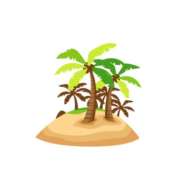 Hindistan cevizi ağacı ve yeşil otları olan ıssız bir ada.