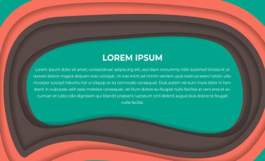 Yeşil toska pembe kağıt kesim arka plan. Ortasında metin şablonu olan kağıttan katmanlı delik ilanı. 3d kesme origami afişi duvar kağıdı