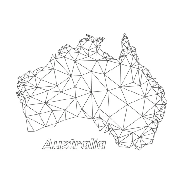 Australien low poly connected triangle geometric line pattern map vektor illustration — Stockvektor