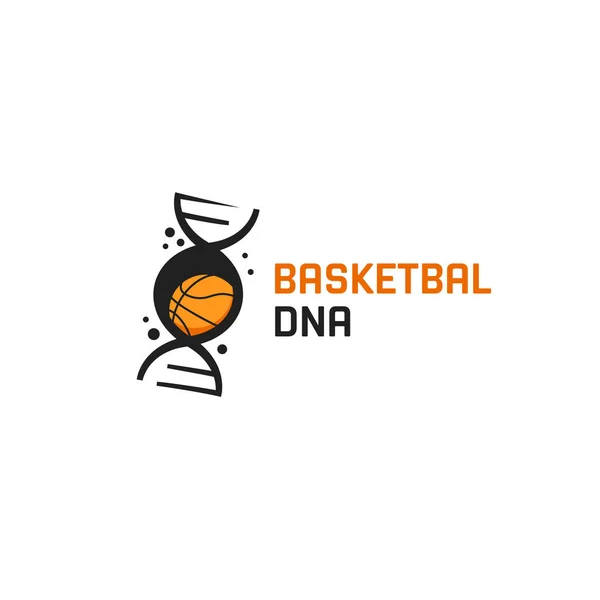 DNA de basquete logotipo Helix gen com símbolo de ícone de bola de cesta para mídia esportiva ou loja —  Vetores de Stock