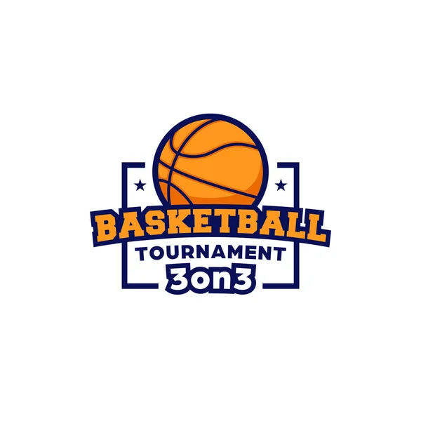 Tournoi de basket-ball 3 sur 3 logo de la compétition icône symbole badge sport — Image vectorielle