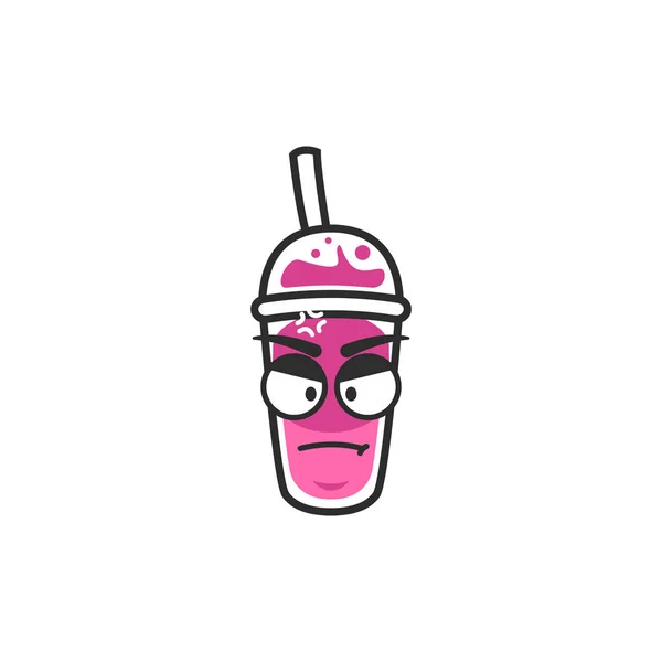 Zły Szalony Wściekłość Wyrażenie Kubek Wynos Drink Postać Maskotka Emoji — Wektor stockowy
