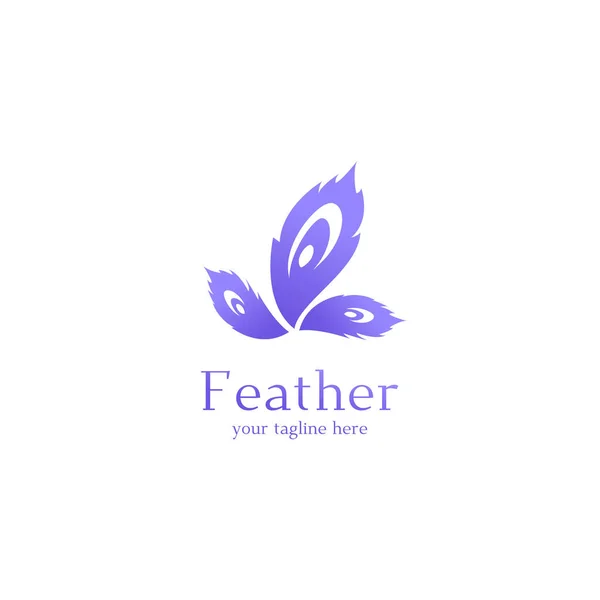 紫色の紫色のグラフィックの孔雀の羽のロゴのアイコンのシンボルアート — ストックベクタ