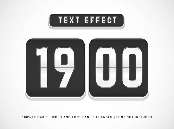 Editierbare Text Effekt Flip Clock Countdown Zeit Text Effekt Vektor — Stockvektor