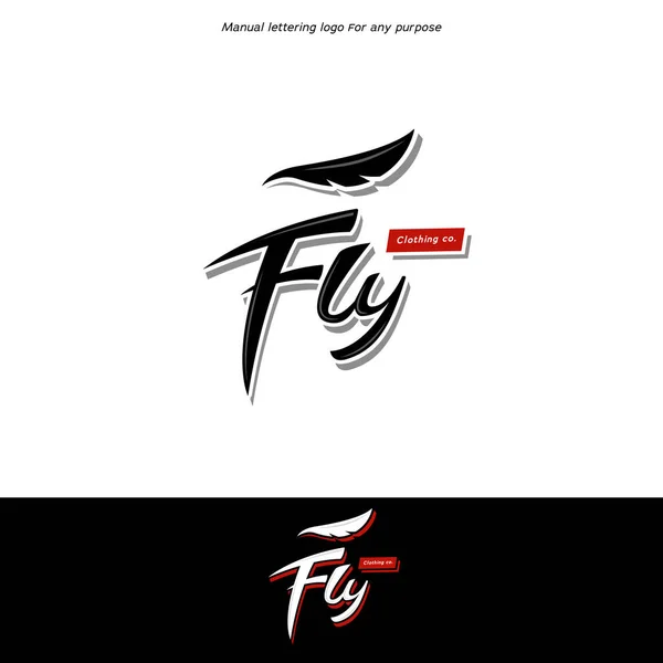 Fly Logo Huruf Tipe Logo Dengan Sayap Bulu Dalam Hype - Stok Vektor