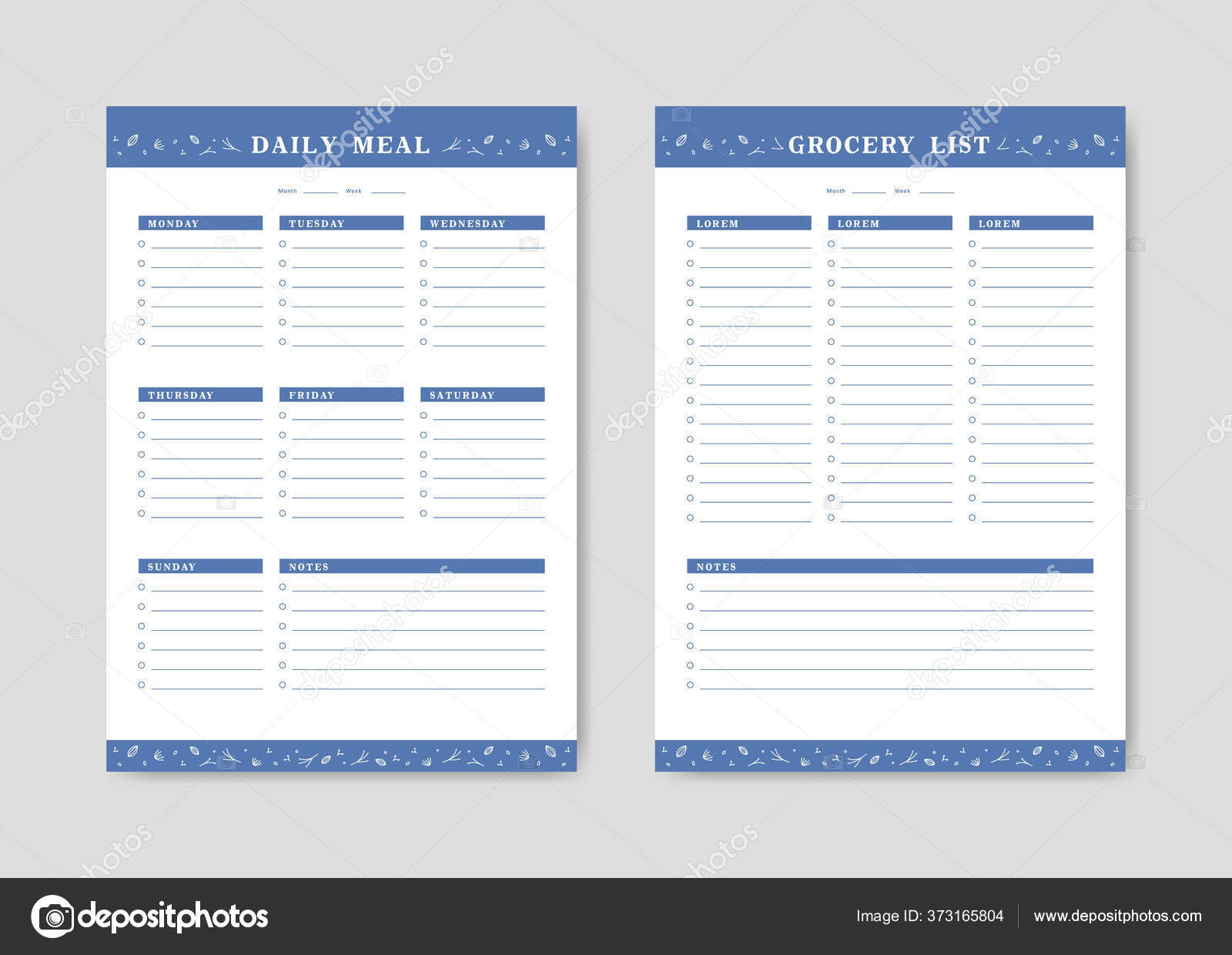 Meal Menu Planner Shopping Grocery List Checklist Print Template For Menu Planner With Grocery List Template