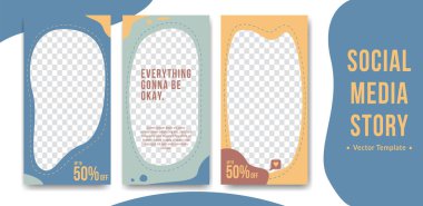 Instagram sosyal medya hikayesi Soyut Pastel renk trendi stili tanıtım ve indirim ürünü için ayarlandı