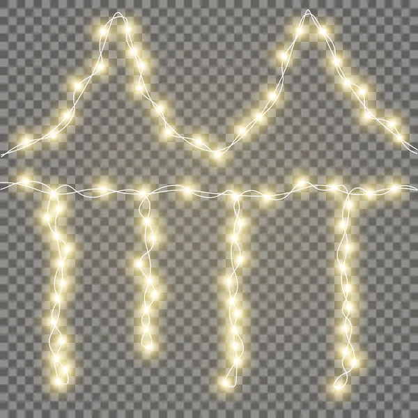 Luminous garlands, transparent lights, special effect. Vector illustration for decoration of Christmas, holiday. Objects are isolated. — ストックベクタ