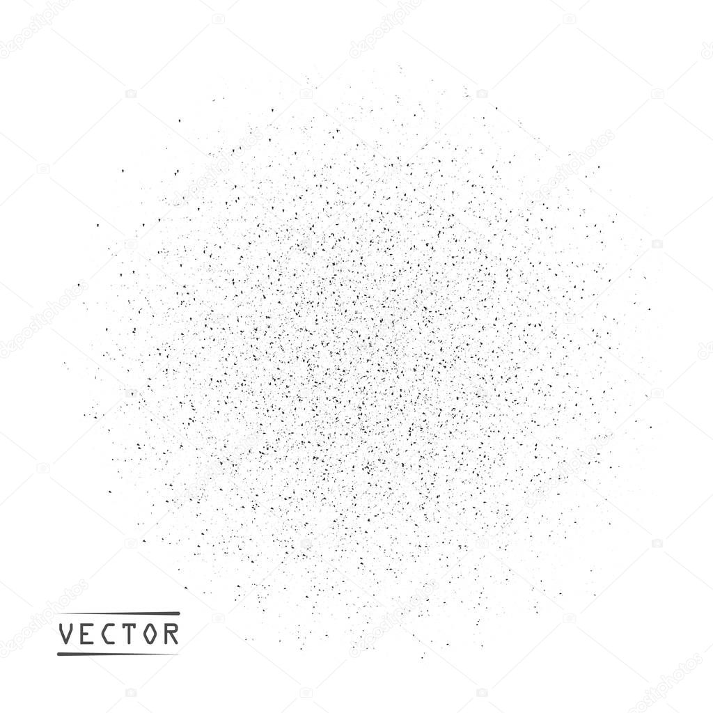 Abstract vector round particles, grains of sand, gradient noise. Grunge texture overlay with fine dissolving particles on isolated white background. Possibility of overlay.