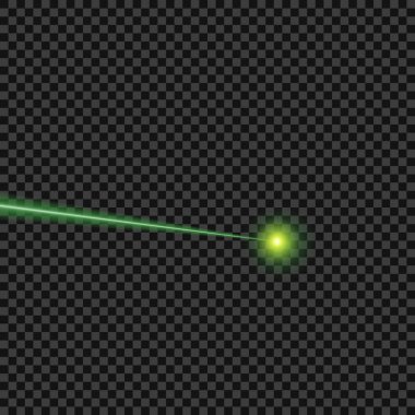 İzole edilmiş saydam arkaplanda vektör yeşil lazer ışını. Tasarım ögesi.