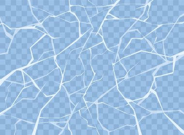 Ice crack. The texture of a frosty ice rink for ice skating with the scratches, grunge. Vector illustration isolated on transparent background.