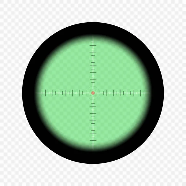 Vista nocturna de francotirador con marcas de medición sobre fondo transparente aislado. Vista a través de la vista de un rifle de caza. Patrón de binoculares ópticos vectoriales militares . — Archivo Imágenes Vectoriales