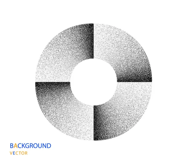 サークル、リング、ノイズのあるモノクロ。粒度,粒度を持つ抽象幾何学的図形.孤立した背景のベクトル設計要素. — ストックベクタ