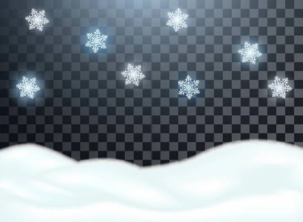 Snowdrift. Nieve helada. Nieve cayendo, copos de nieve. Ilustración de Navidad de invierno. Plantilla vectorial. El objeto sobre un fondo aislado . — Vector de stock