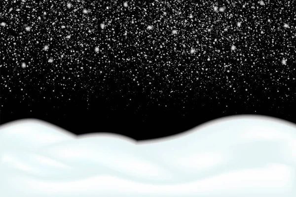 Snowdrift. Zmrzlý ležící sníh. Padající sníh, sněhové vločky. Zimní vánoční ilustrace. Šablona vektoru. Objekt na izolovaném pozadí. — Stockový vektor