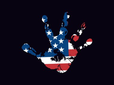 El izi şeklinde soyut bir Amerikan bayrağı. Avuç içi. Vektör tasarım ögesi izole edildi.