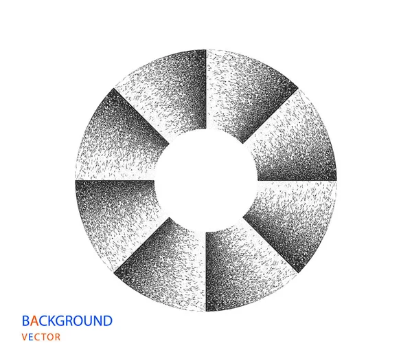 サークル、リング、ノイズのあるモノクロ。粒度,粒度を持つ抽象幾何学的図形.孤立した背景のベクトル設計要素. — ストックベクタ