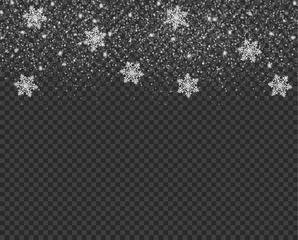 Падающие снежинки, снег, на изолированном фоне. Рождественская векторная иллюстрация . Стоковый вектор
