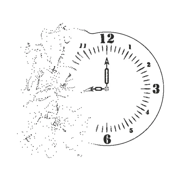 Clock dissolves, disappears. My time is over , I'm late. Vector object on an isolated light background. — 图库矢量图片