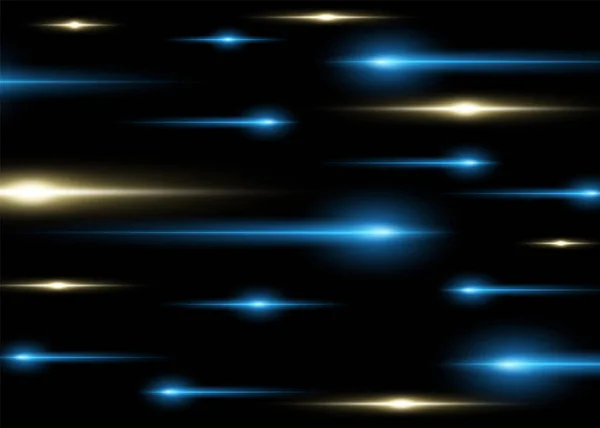 Glowing horizontal yellow and blue lines. Flash speed. Vector illustration. — Stockvektor