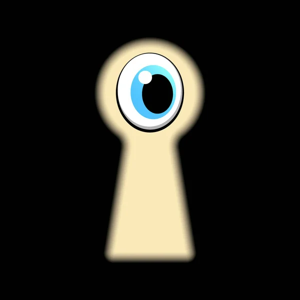 Keyhole eye, to spy, or witness the sight. Vector illustration. — Stok Vektör