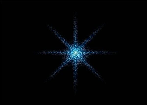 Свет абстрактная голубая звезда, вспышка, состоящая из точек. Векторная иллюстрация . — стоковый вектор