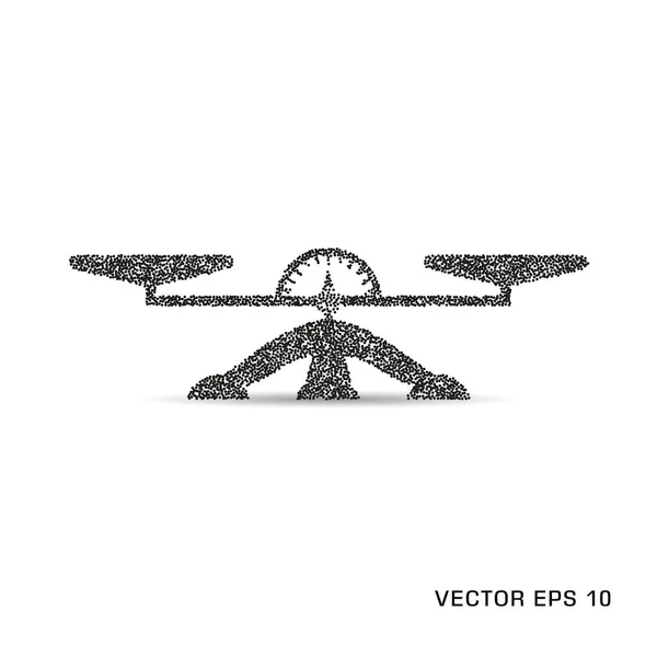 Векторные монохромные весы с индикатором и стрелкой. Значок объекта на изолированном фоне . — стоковый вектор