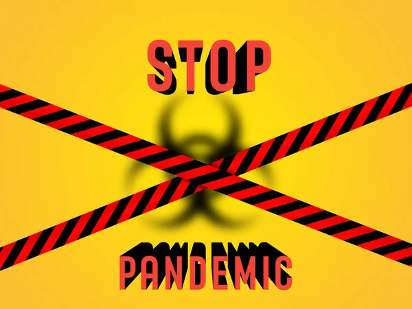 Biohazardí znamení. Zastavte pandemii. žluté pásky, pásky, proužky. Šermovat nebezpečí. Vektorová ilustrace. — Stockový vektor
