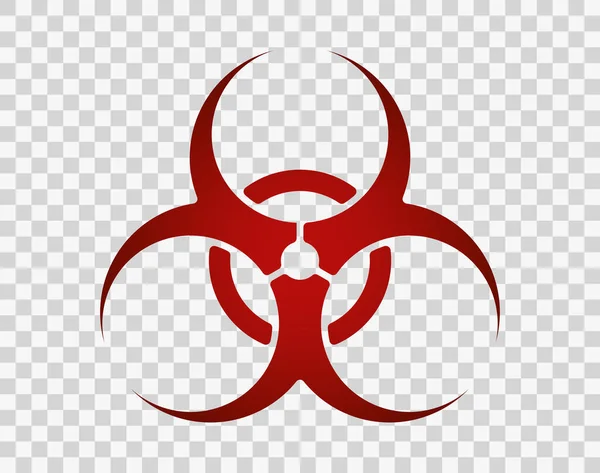 Vörös vírus figyelmeztető jel, Biohazard, ikon, szimbólum. Vektorelem biológiai veszély. Objektum átlátszó, elszigetelt háttérrel. — Stock Vector