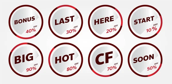 Diseño Etiquetas Promoción Banner Rojo Para Marketing — Vector de stock
