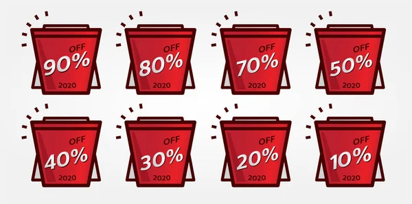 Diseño Etiquetas Promoción Banner Rojo Para Marketing — Vector de stock