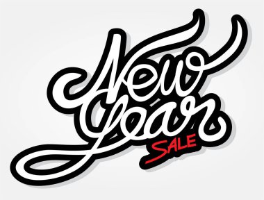 Pazarlama için yeni yıl indirimli afiş etiket tasarımı